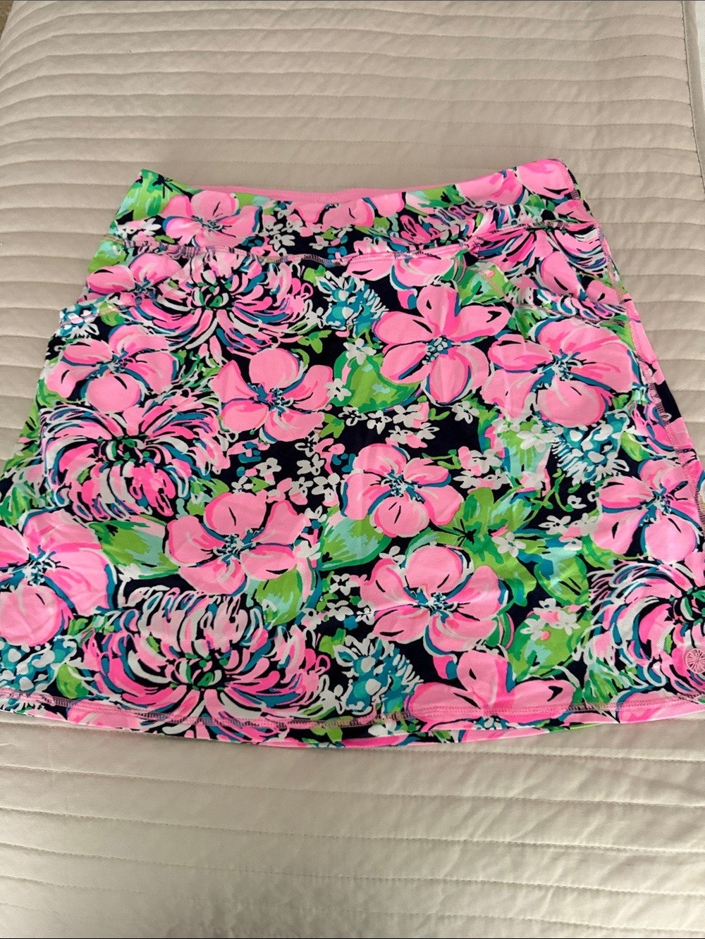 Lilly Pulitzer Floral A-Line Mini Skort in Neon Pink and Navy